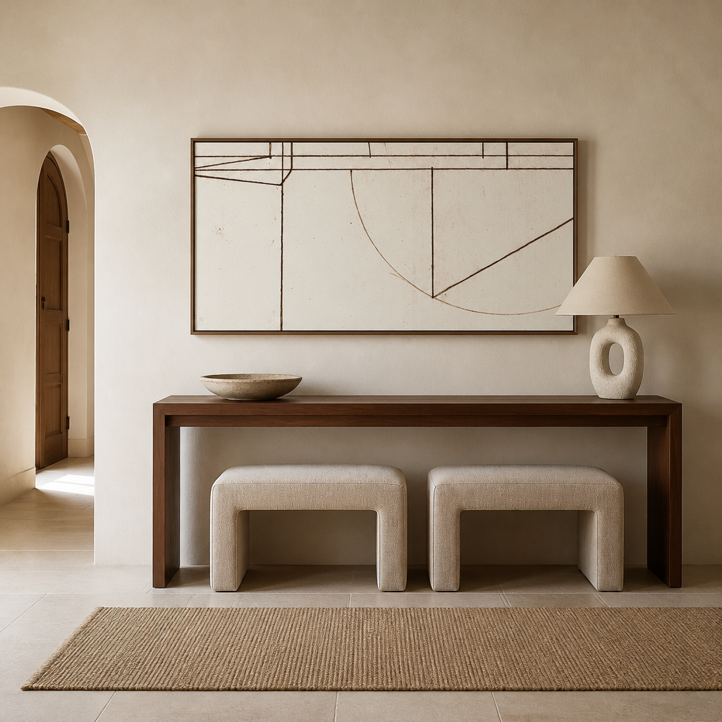 Contemporary Abstract Minmod 2 Large Canvas Art above an entrance-hall console