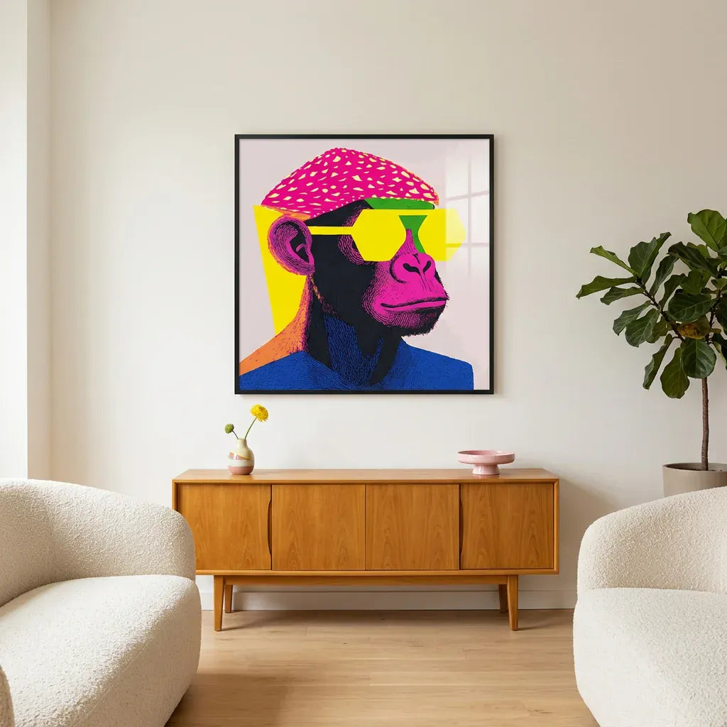 Room mockup featuring Cool Monkey - pop art Art Print