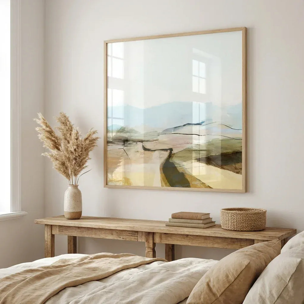 Room mockup featuring Countryview Landscape Serenity Art Print
