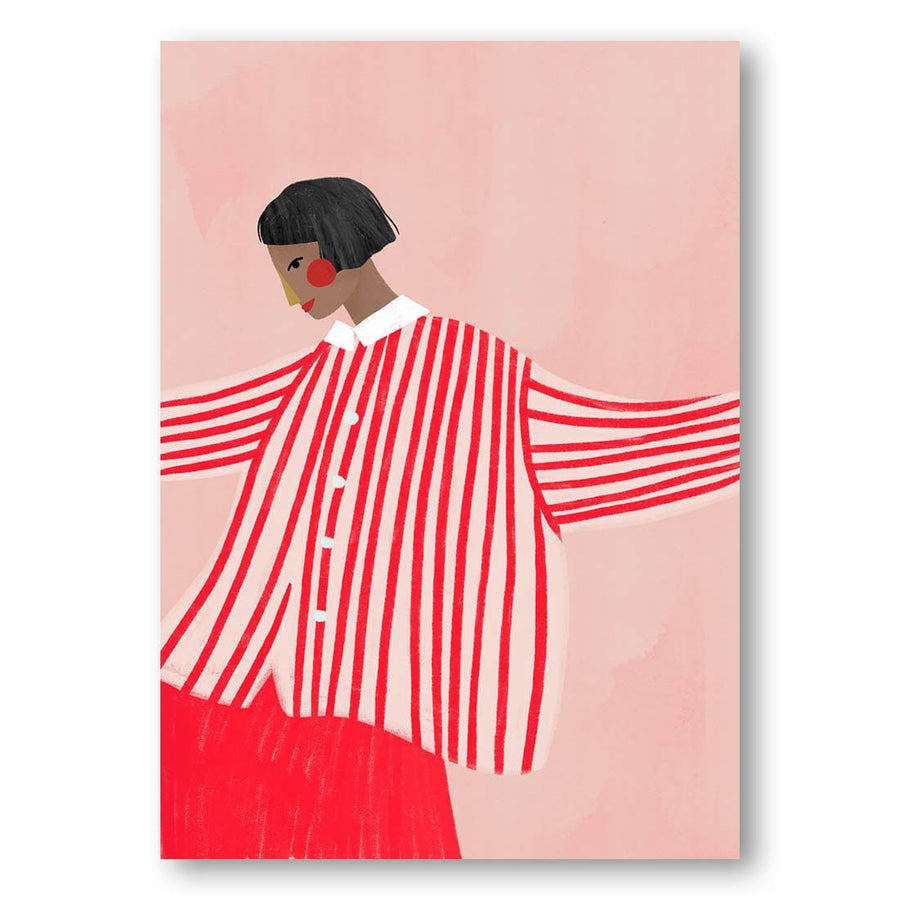 Stripe Elegance in Rosy Hues Art Print