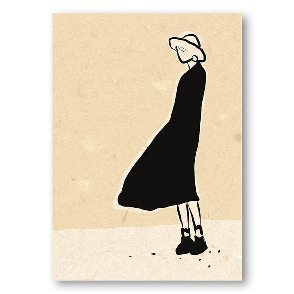 Elegant Contemplation Woman In Wide-Brimmed Hat Art Print
