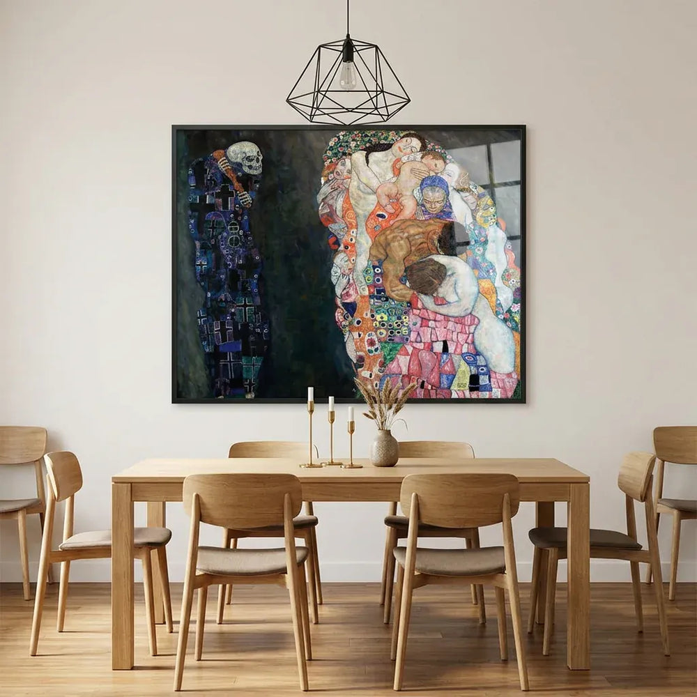 Room mockup featuring Death and Life by Gustav Klimt Art Print