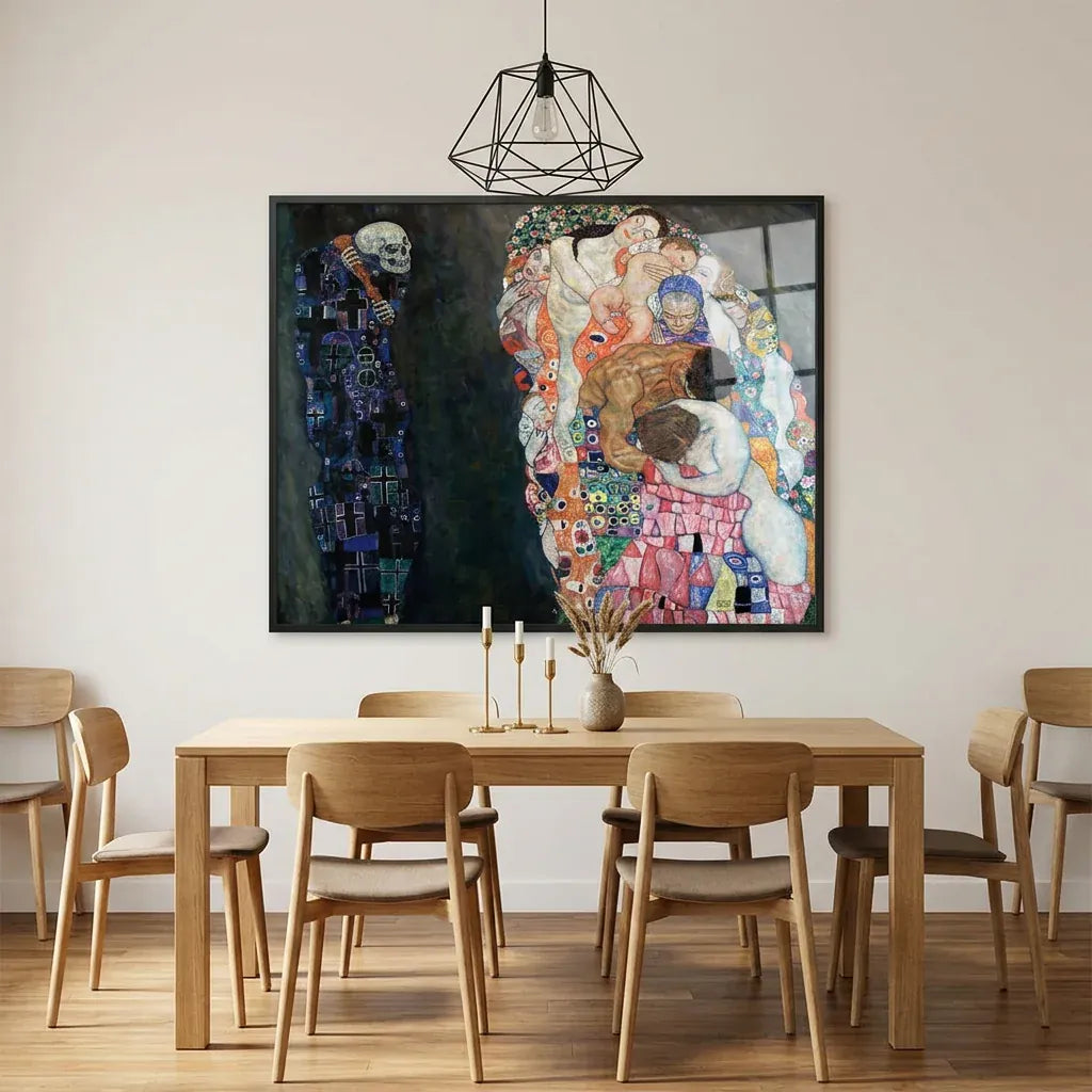 Room mockup featuring Death and Life by Gustav Klimt Art Print