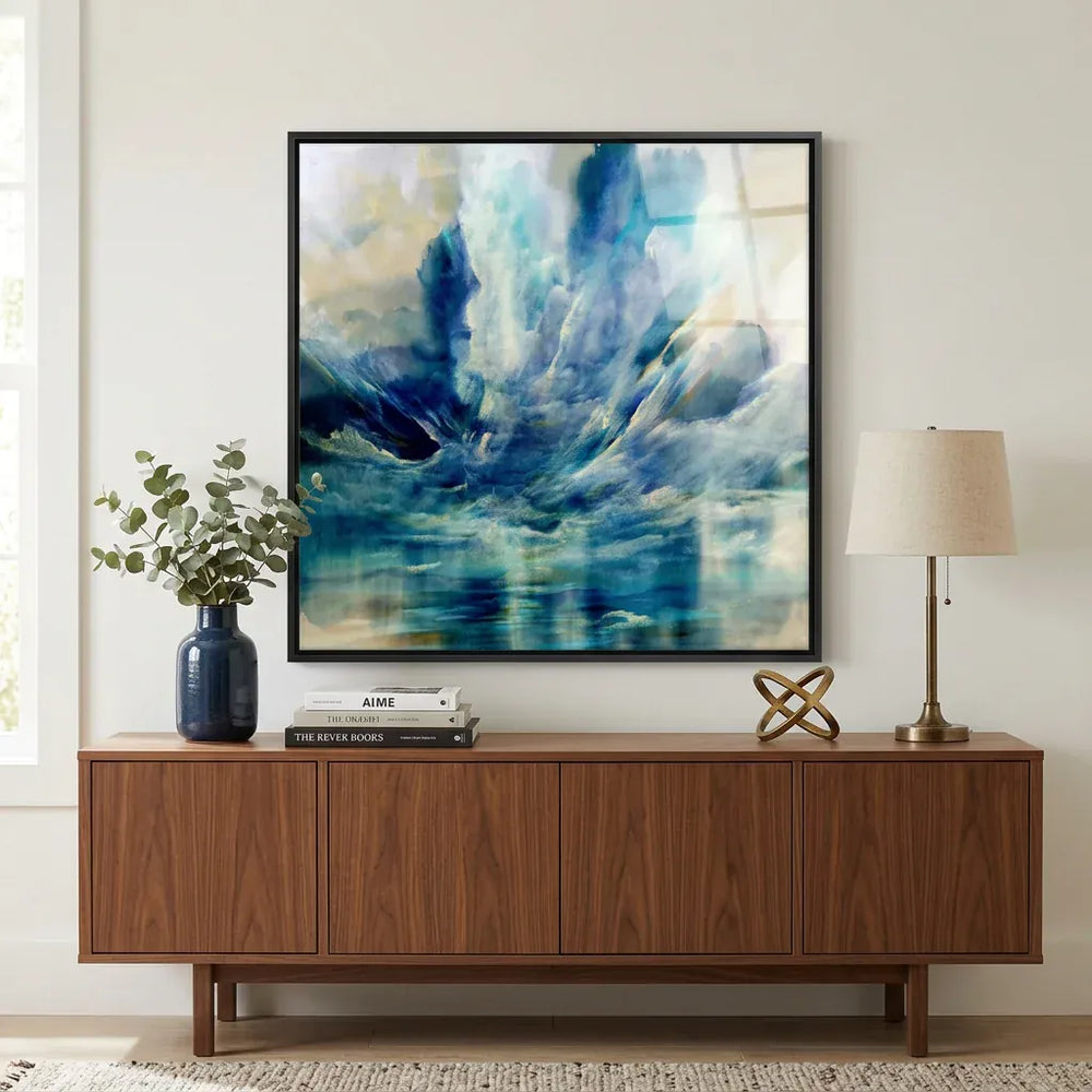 Room mockup featuring Deep Blue Ocean Storm Art Print