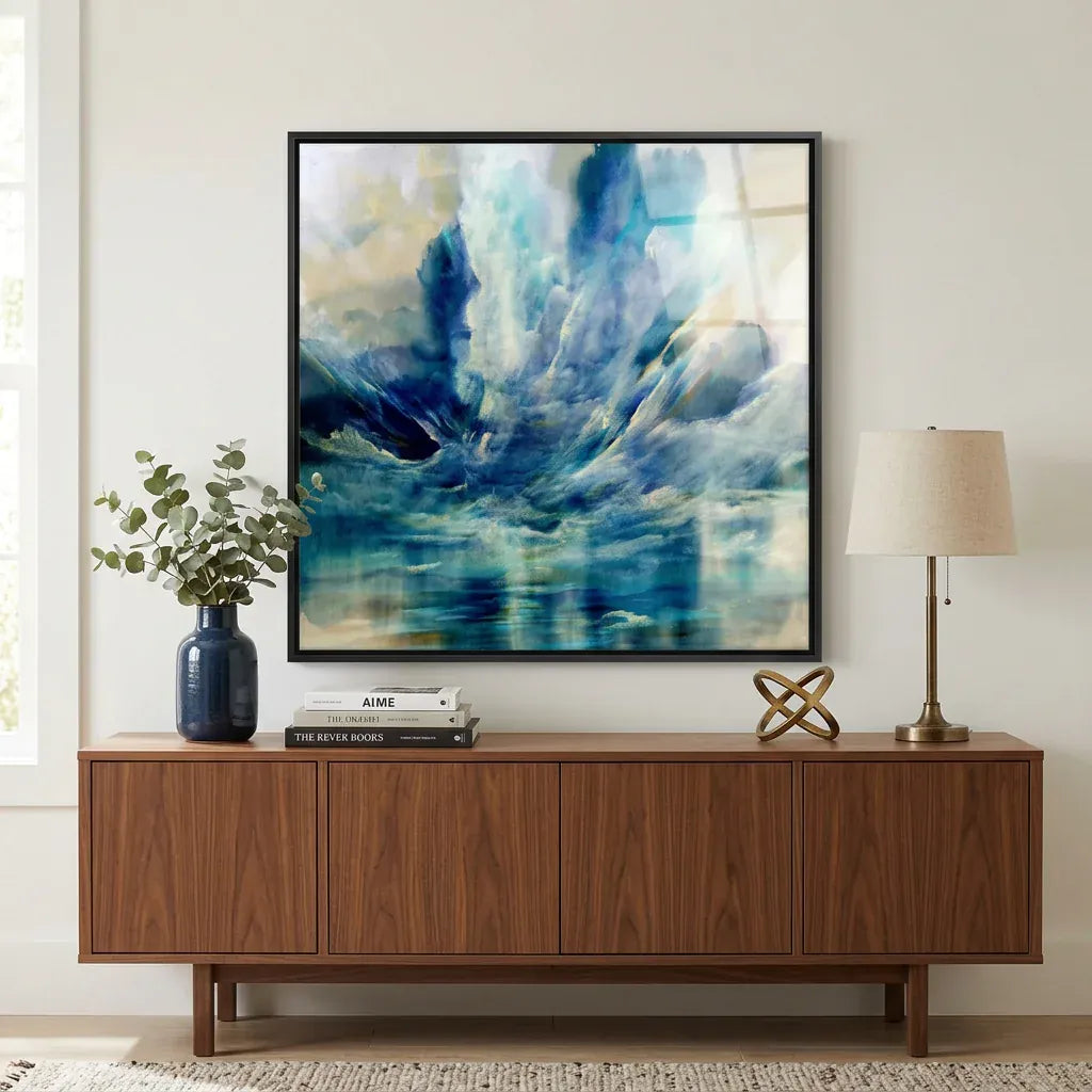 Room mockup featuring Deep Blue Ocean Storm Art Print