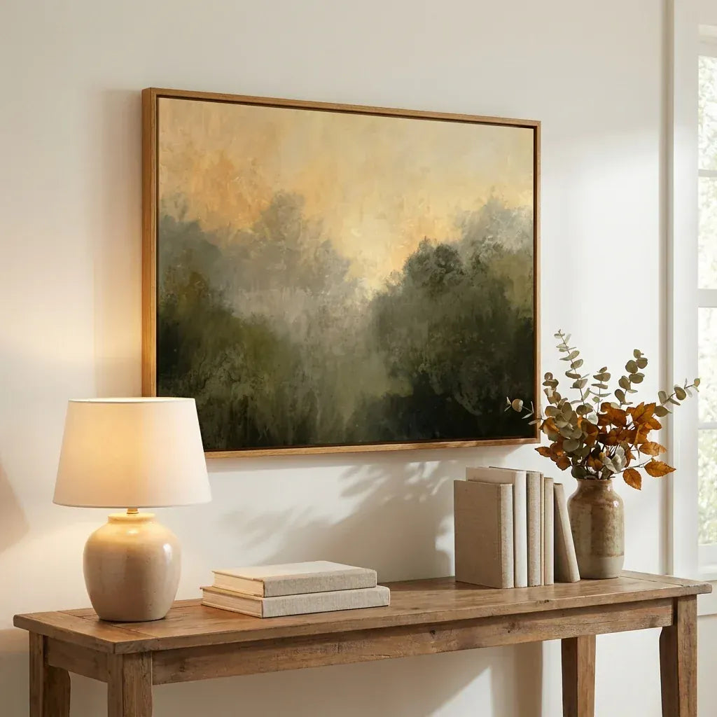 Room mockup featuring Devon Wood Sunrise Art Print