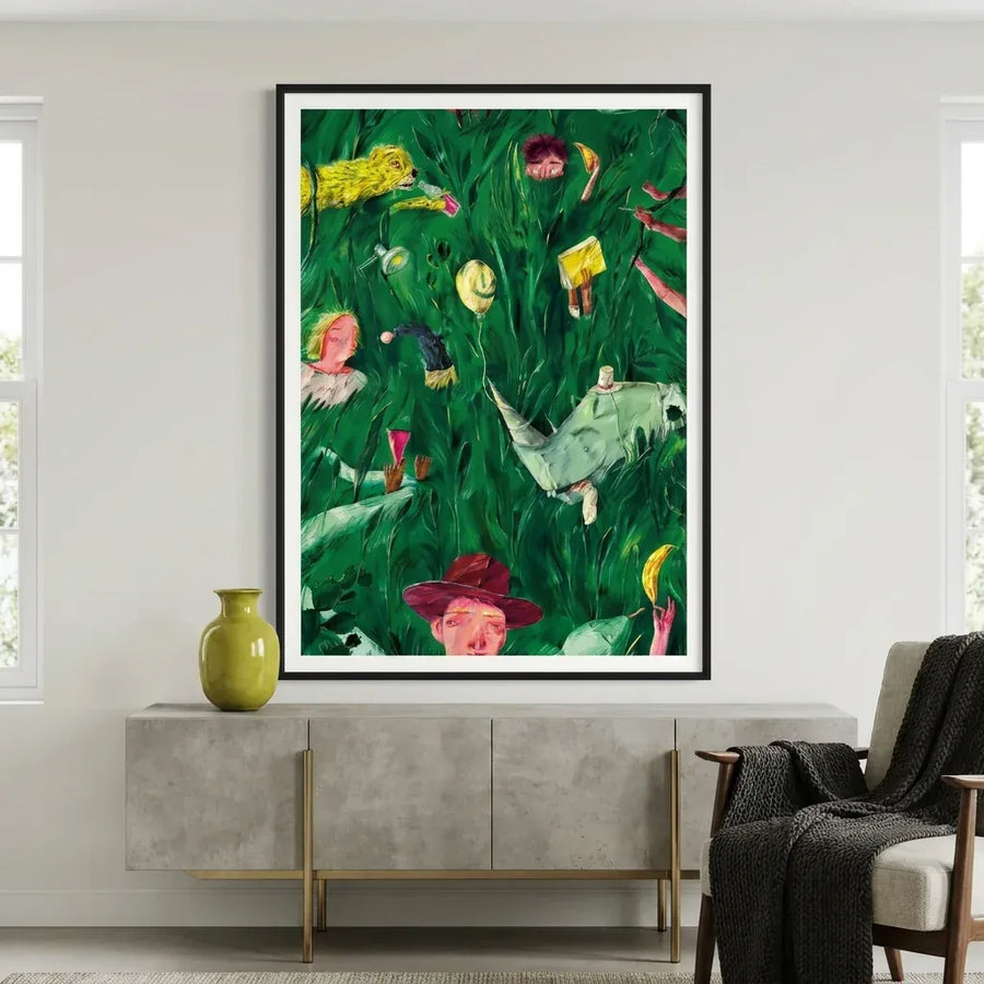 Whimsical Jungle World Art Print in a room setting