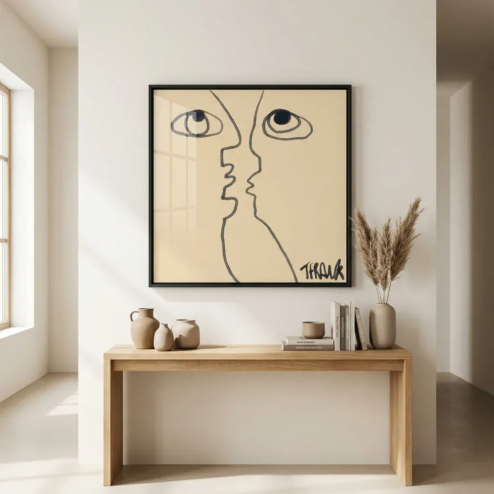 Room mockup featuring Dual Faces Line Art Print