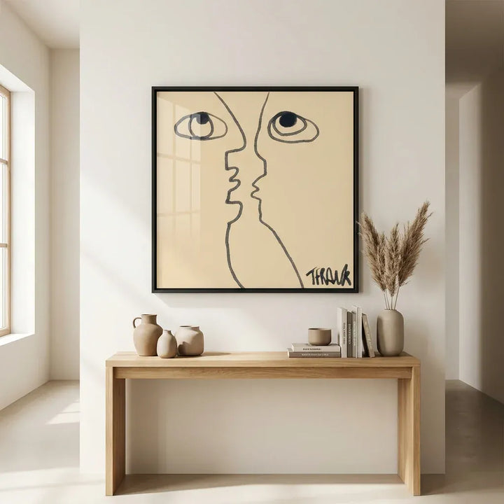 Room mockup featuring Dual Faces Line Art Print