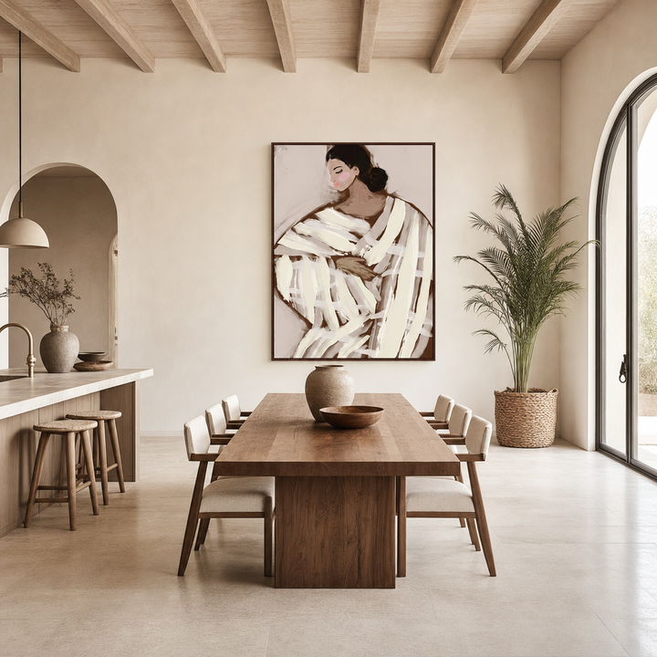 Elegant Wrapped Figure Large Canvas Art on a kitchen and dining wall