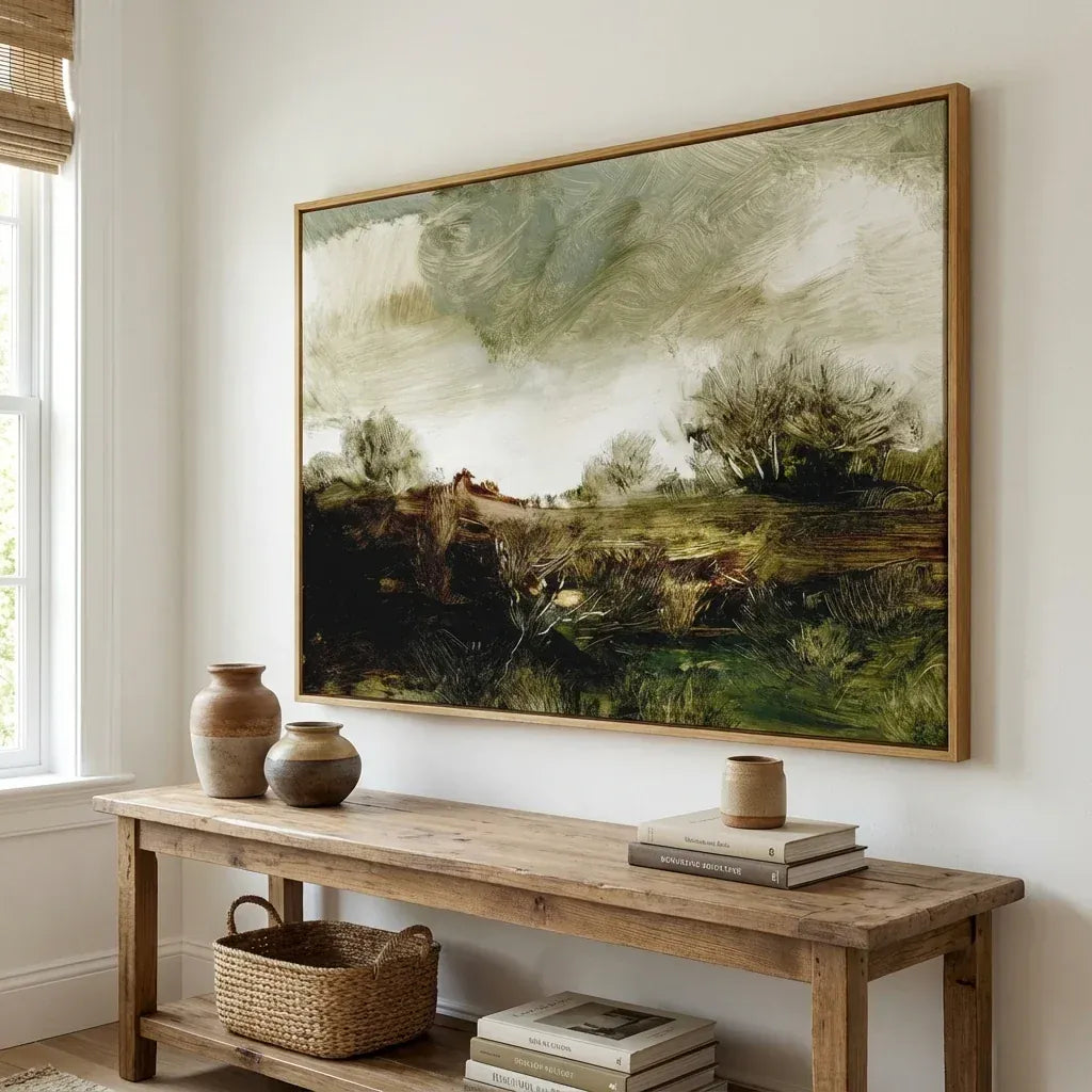 Room mockup featuring Exploring Hound Tor Art Print