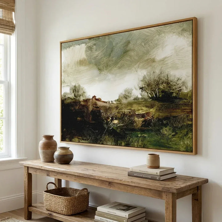 Room mockup featuring Exploring Hound Tor Art Print