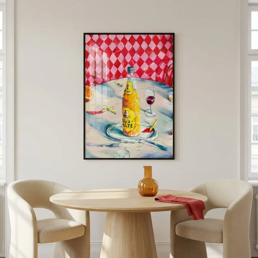 Vibrant Table Still Life Art Print in a room setting