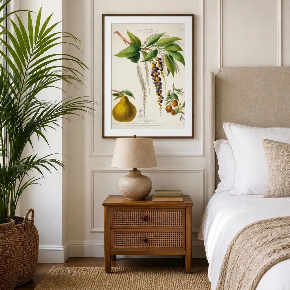 Fiddlewood Vintage Botanical Art Print in a styled room