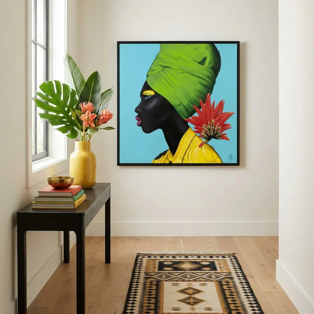 Room mockup featuring Floral Profile Art Print