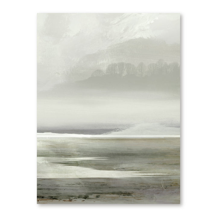 Foggy Lakeside Tranquility Large Canvas Art, the 3:4 artwork