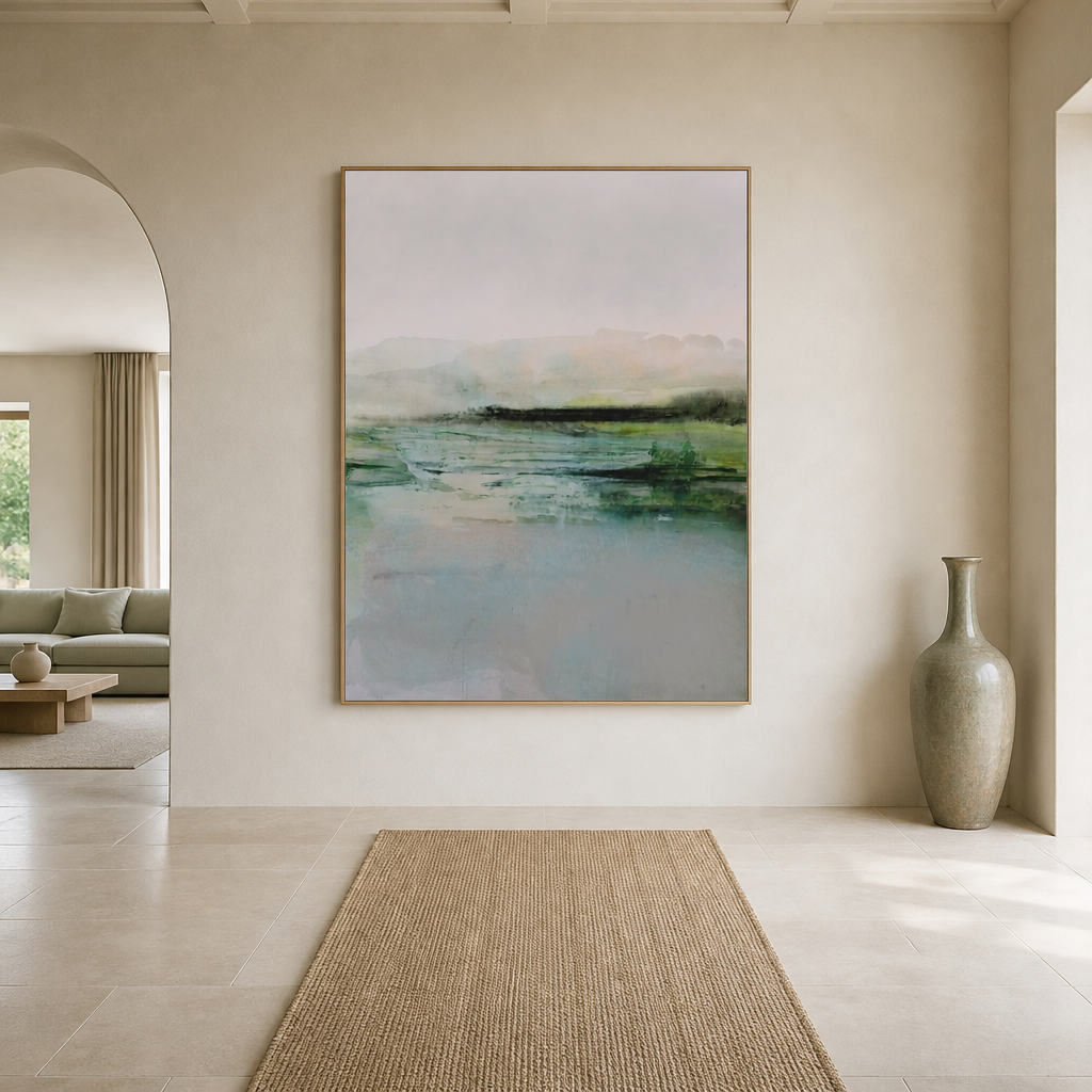 Fresca 2 Abstract Large Canvas Art shown in a styled room