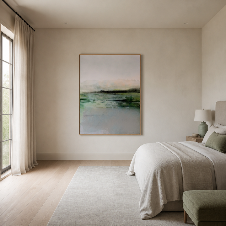 Fresca 2 Abstract Large Canvas Art on a large bedroom wall