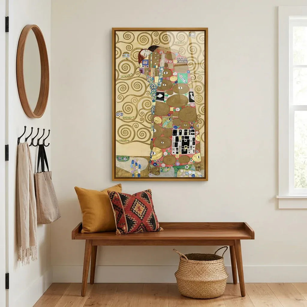 Room mockup featuring Fulfillment by Gustav Klimt Art Print