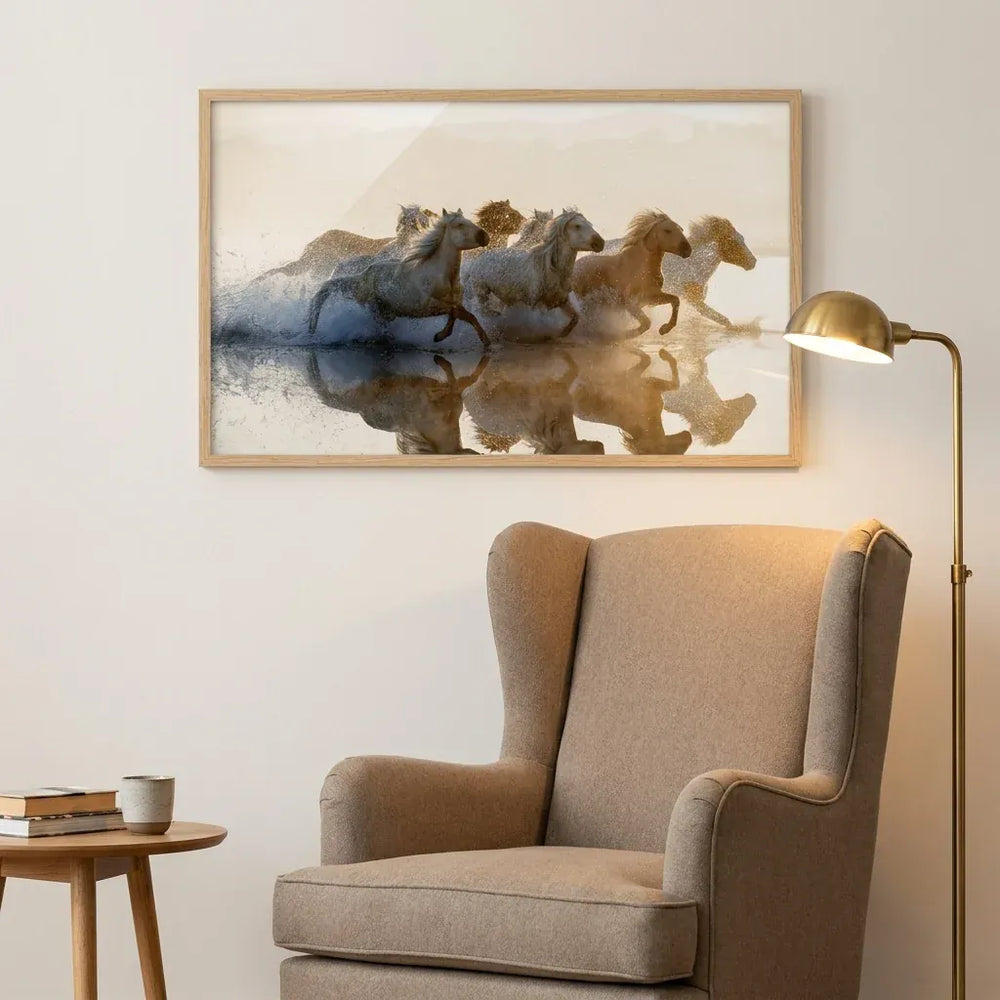 Room mockup featuring Galloping Reflections Photo Print