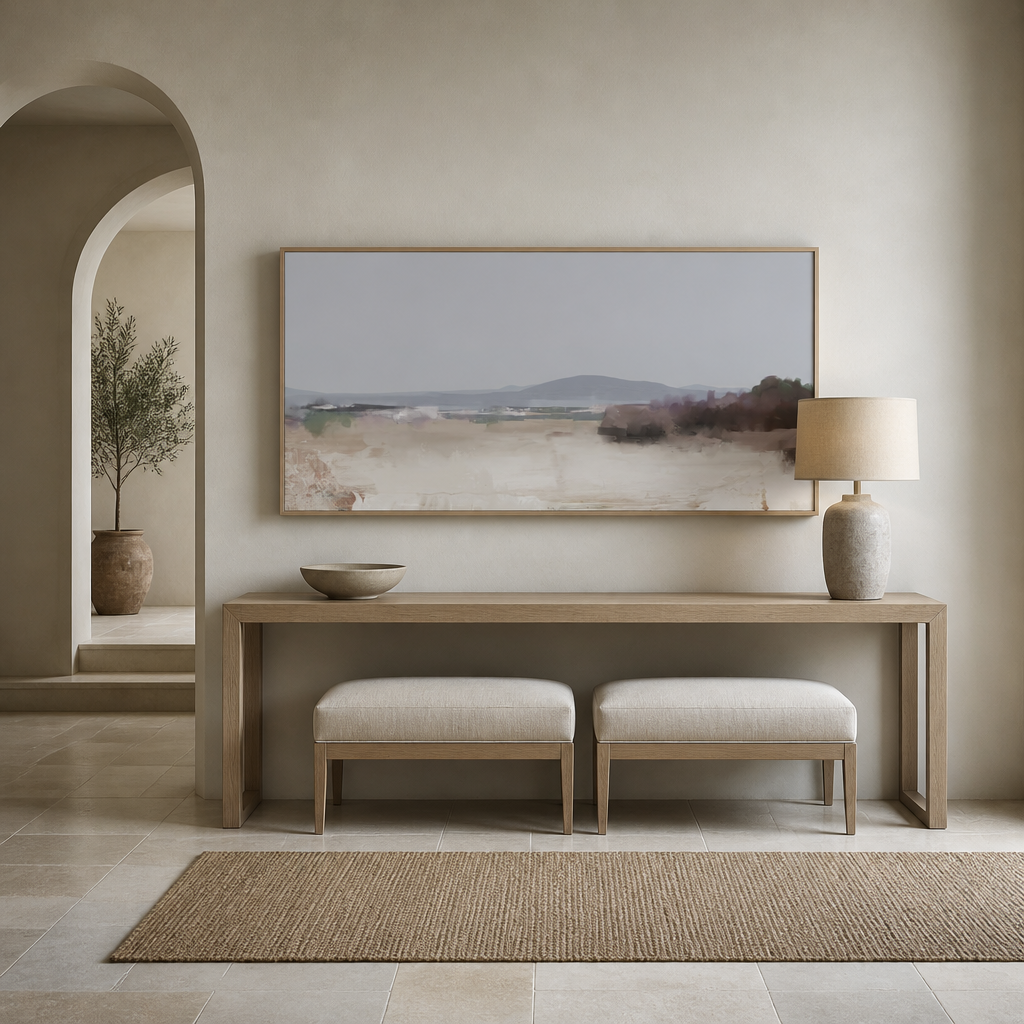 Garden Route Infusion Large Canvas Art above an entrance-hall console