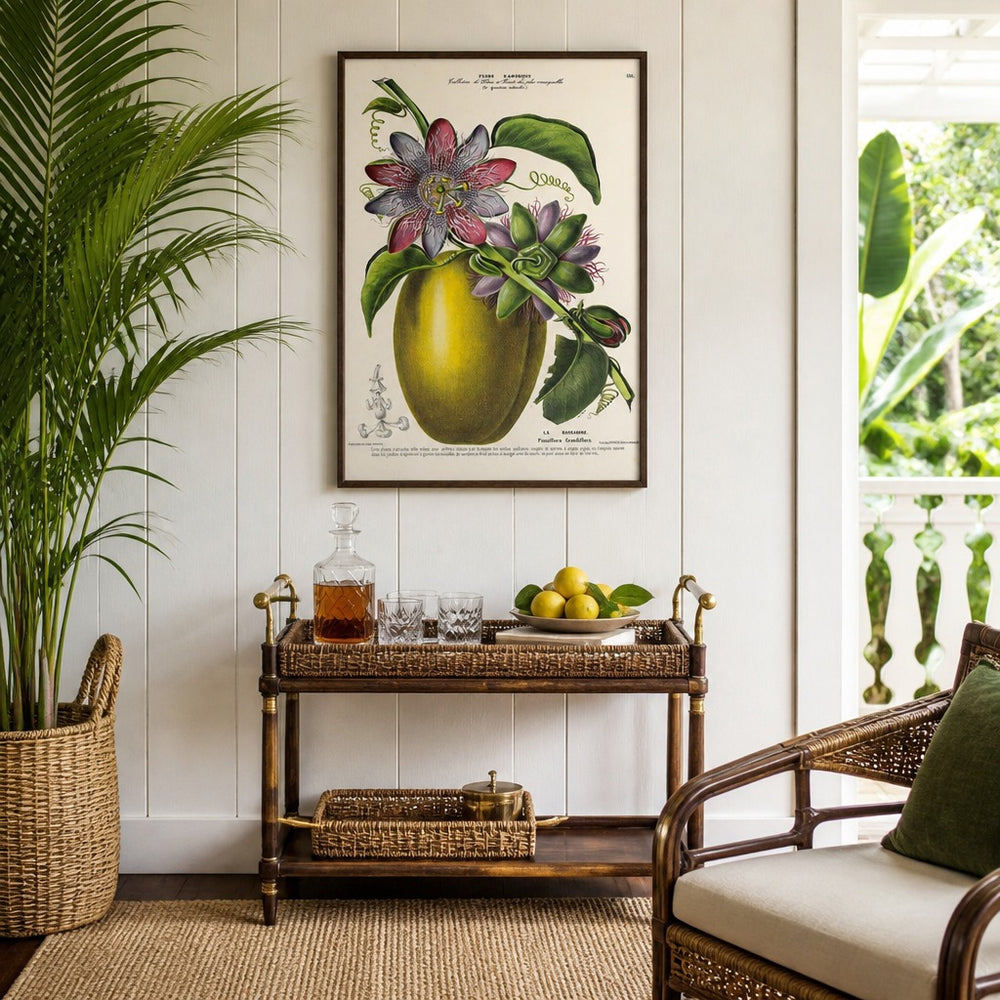 Giant Granadilla Vintage Botanical Art Print in a styled room