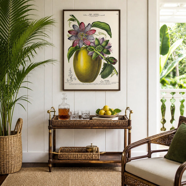 Giant Granadilla Vintage Botanical Art Print in a styled room
