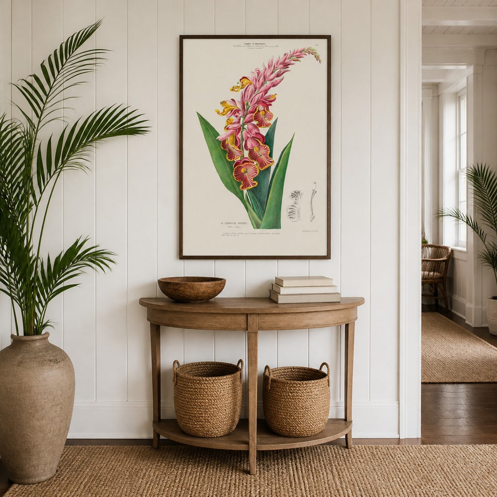 Globba Vintage Botanical Art Print in a styled room