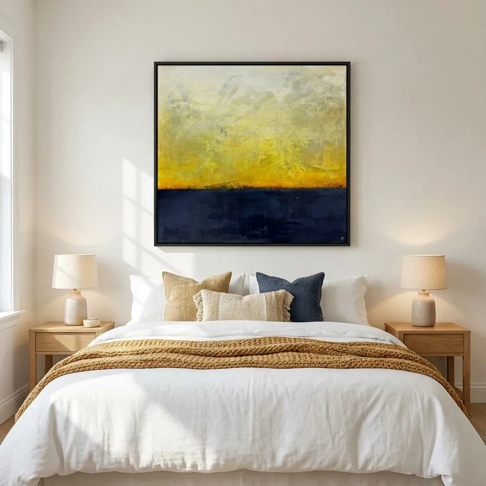 Room mockup featuring Golden Horizon Abstract Art Print