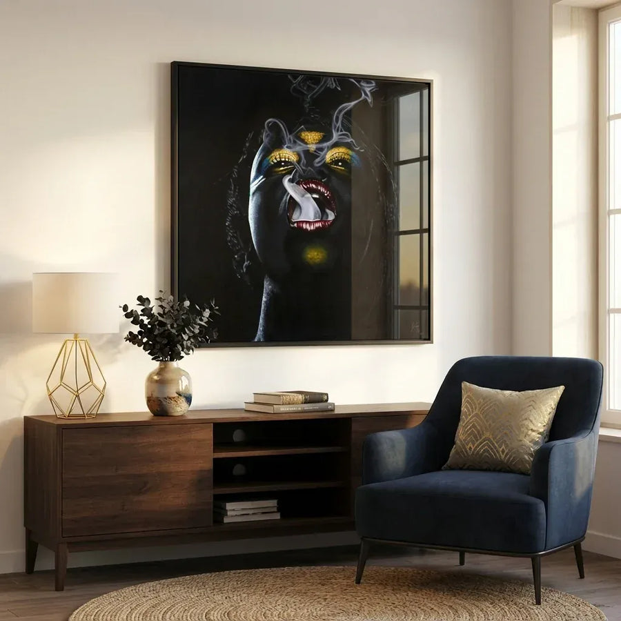 Golden Smoke Art Print in a room setting