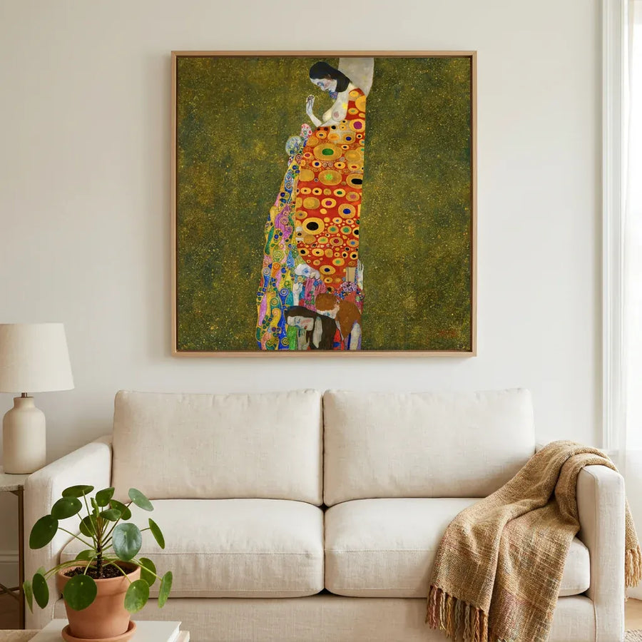 Hope II by Gustav Klimt Art Print in a room setting