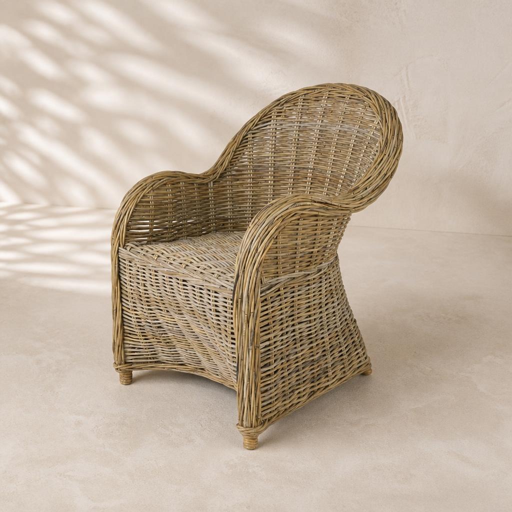 Rattan Dining Chair with Arms, studio view