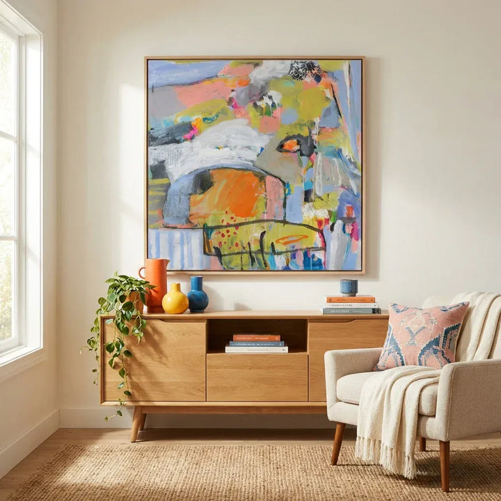 Room mockup featuring Joyful Journey Abstract Art Print