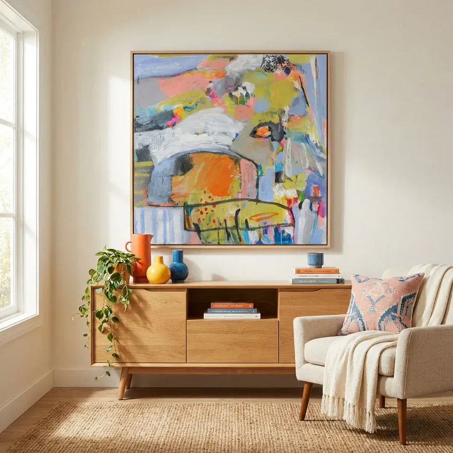 Joyful Journey Abstract Art Print in a room setting