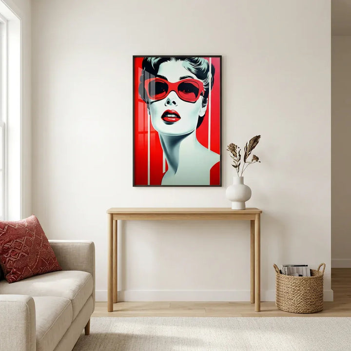 Room mockup featuring Lady In Red - pop art Art Print