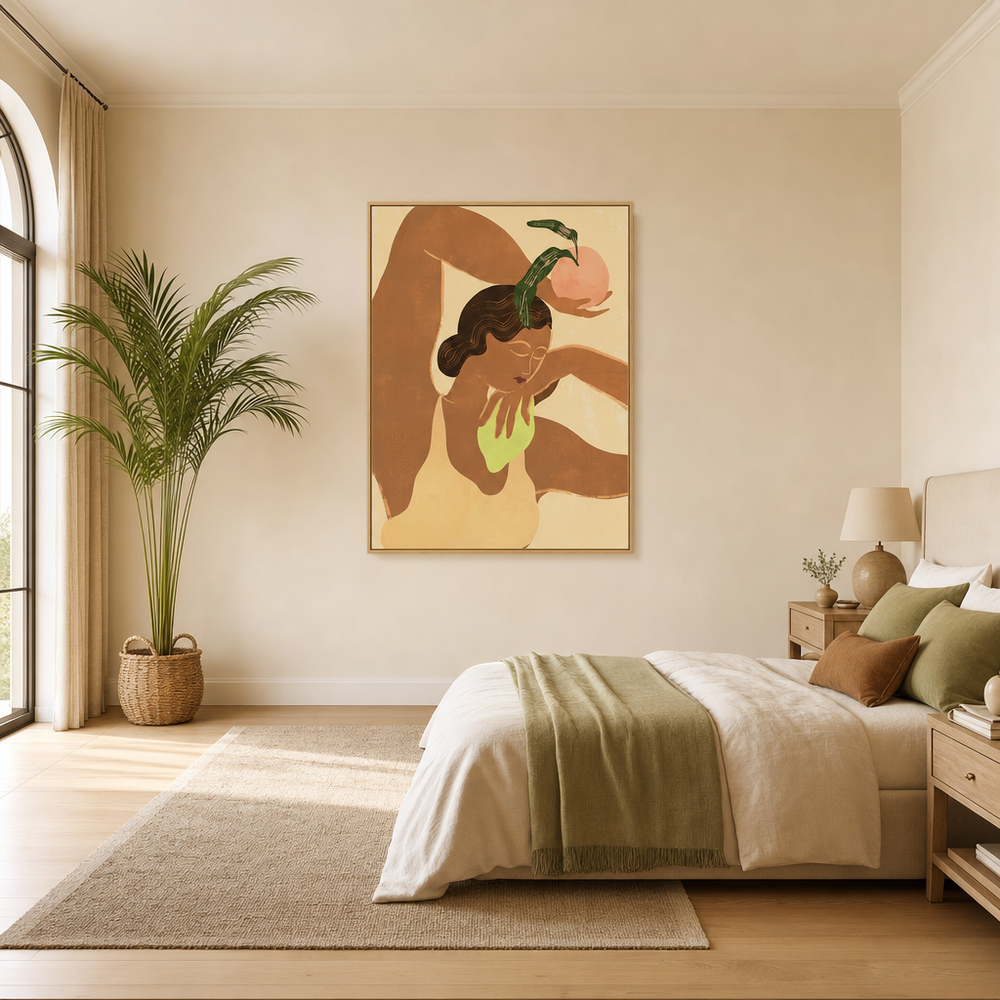 Lemonapple Large Canvas Art on a large bedroom wall