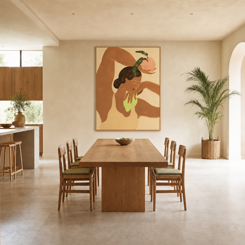 Lemonapple Large Canvas Art on a kitchen and dining wall