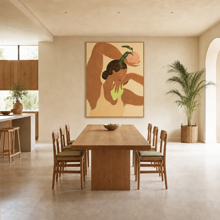 Lemonapple Large Canvas Art on a kitchen and dining wall