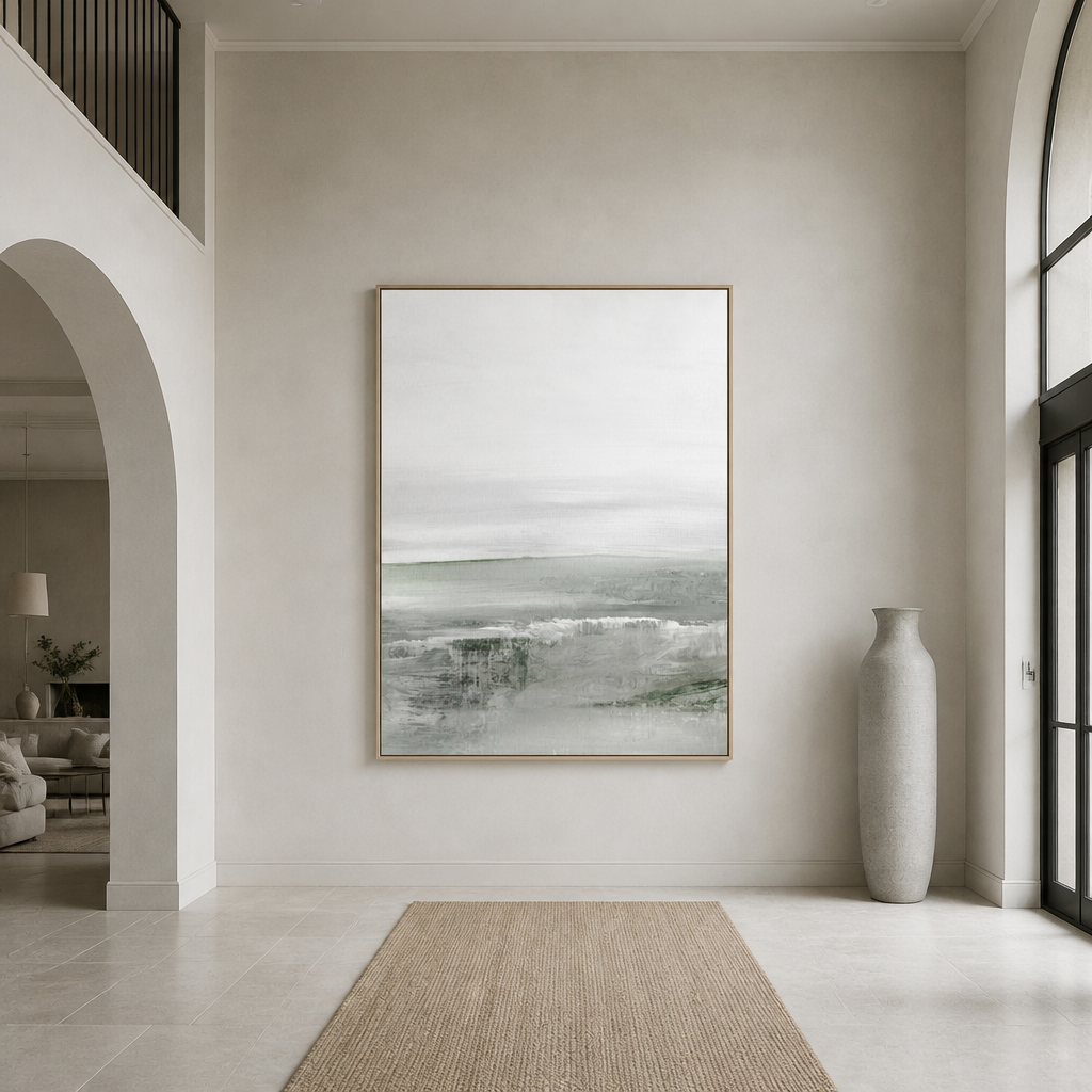 Light Dawn 1 Abstract Large Canvas Art on a grand entrance-hall wall