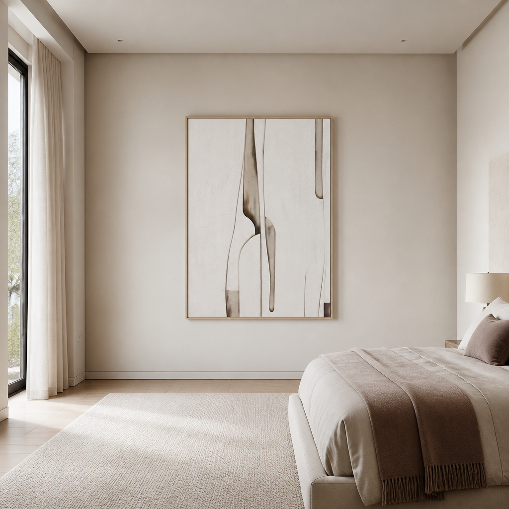 Limites De Abstratos Large Canvas Art on a large bedroom wall