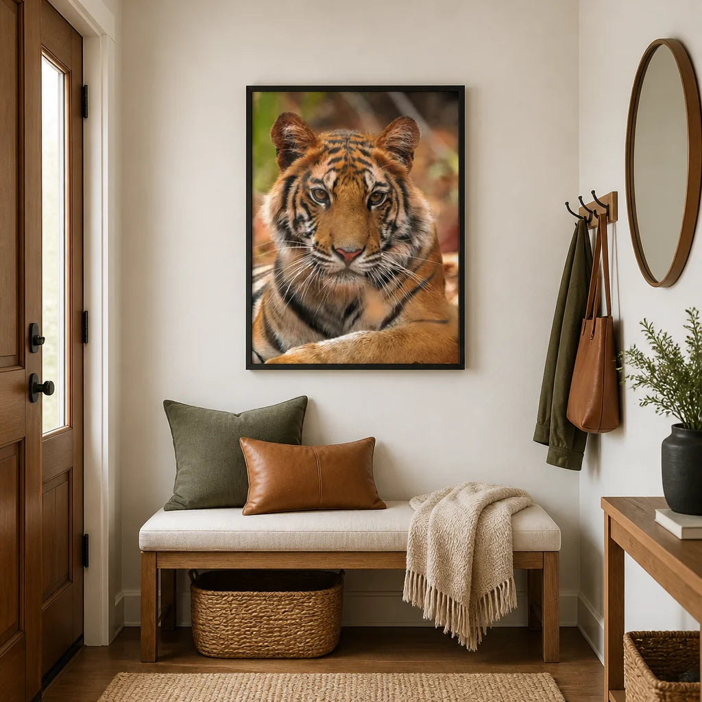 Room mockup featuring Majestic Gaze Tiger Photo Print