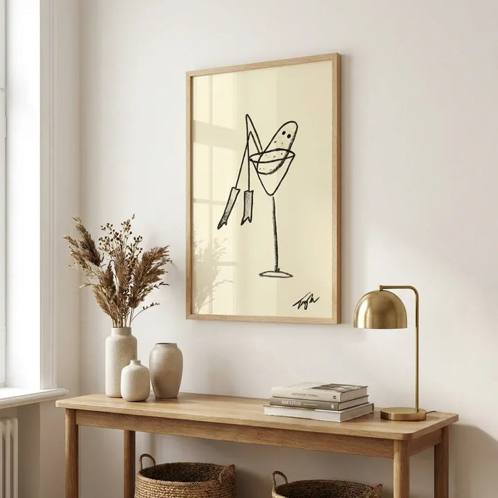 Room mockup featuring Martini Glass Doodle Art Print
