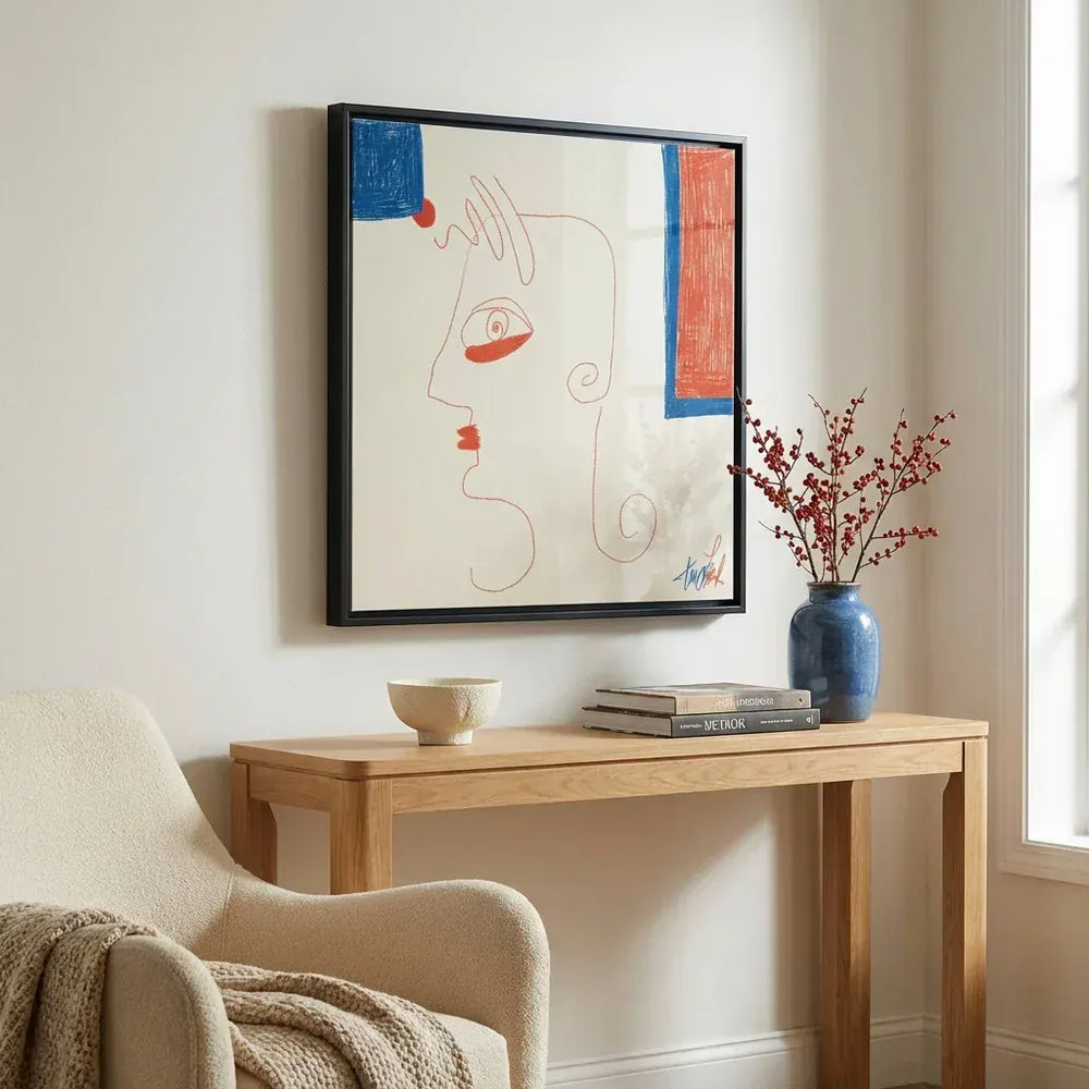 Room mockup featuring Minimalist Modern Face Art Print