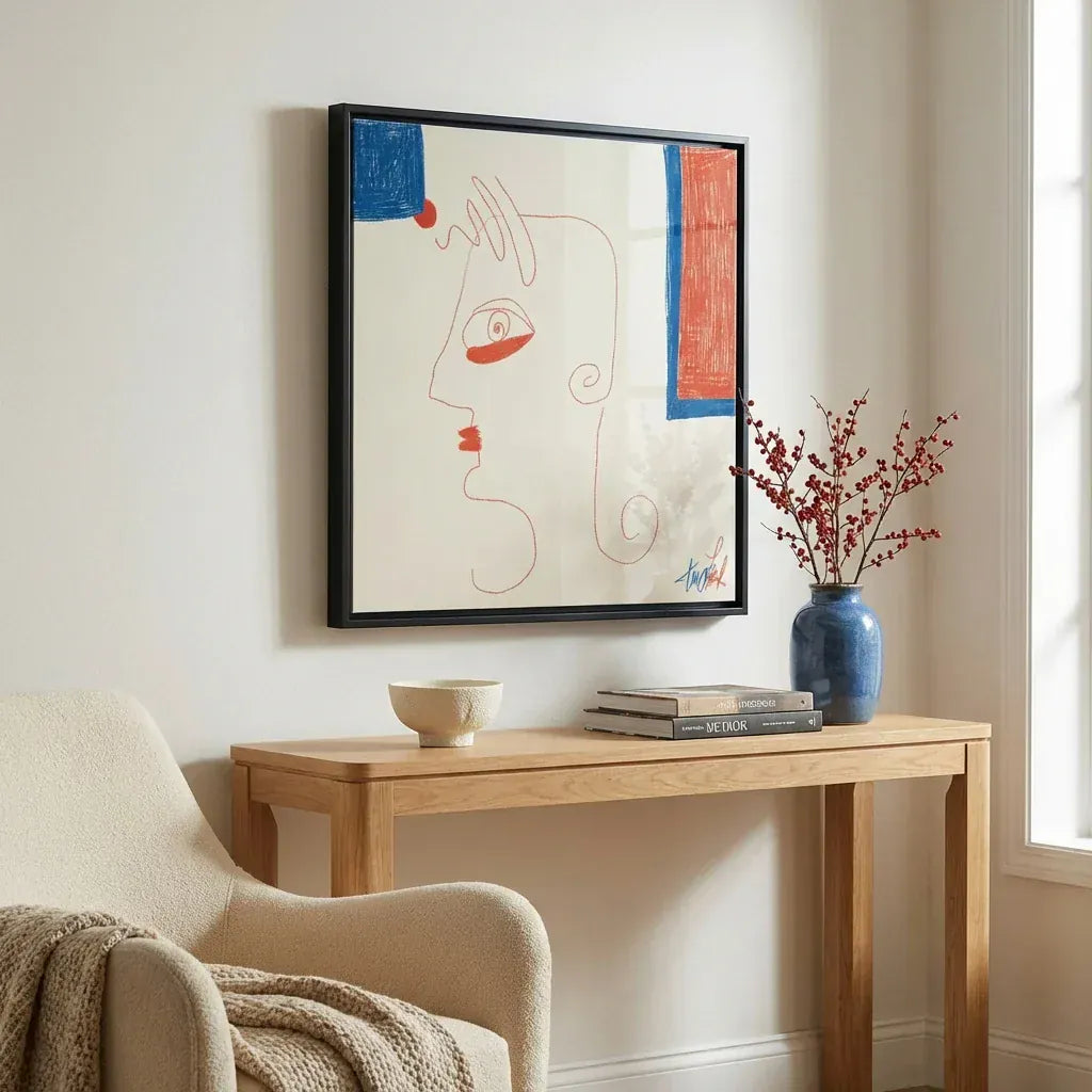 Room mockup featuring Minimalist Modern Face Art Print