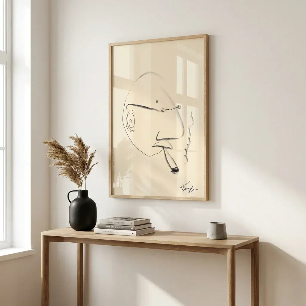 Room mockup featuring Minimalist Smoker Line Sketch Art Print