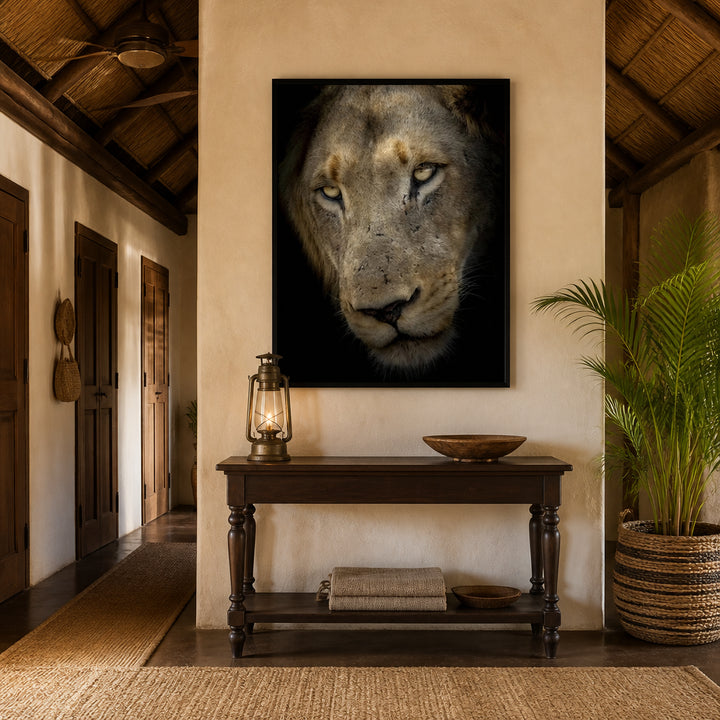 Majestic Gaze Lion Photo Print room mockup