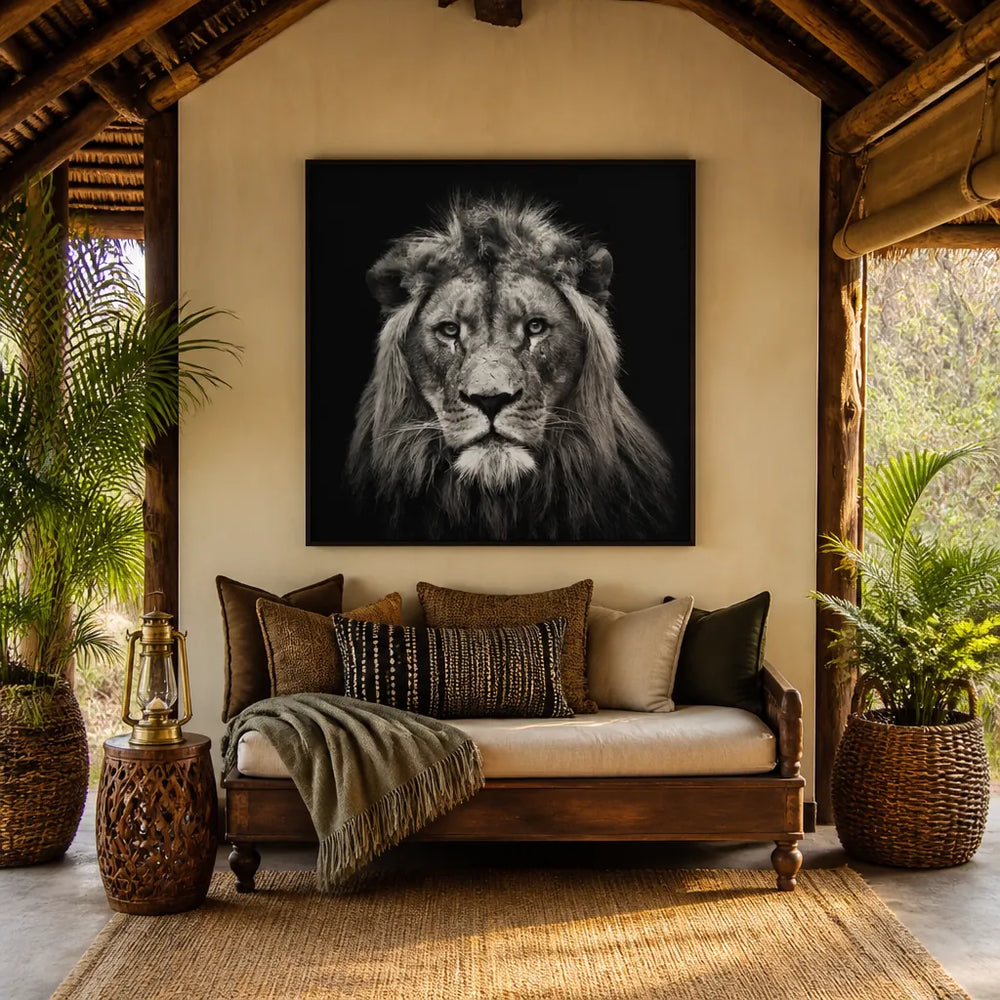 Majestic Young Lion Photo Print room mockup