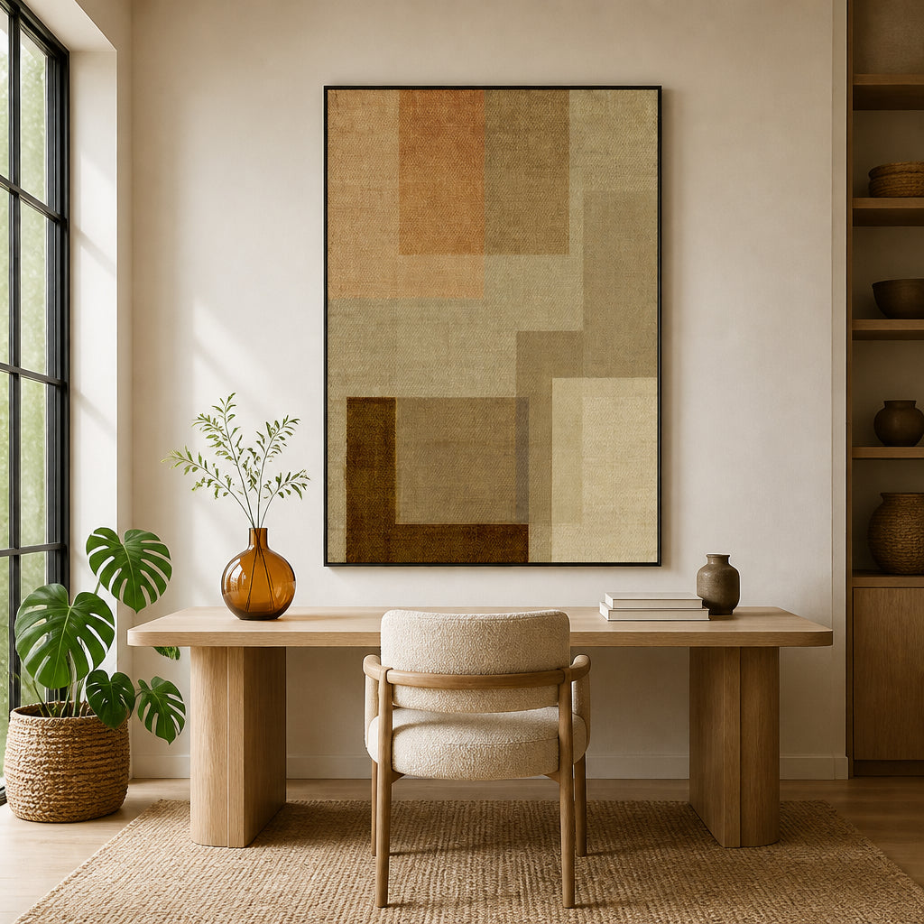 Muted Geometric Layers Art Print room mockup