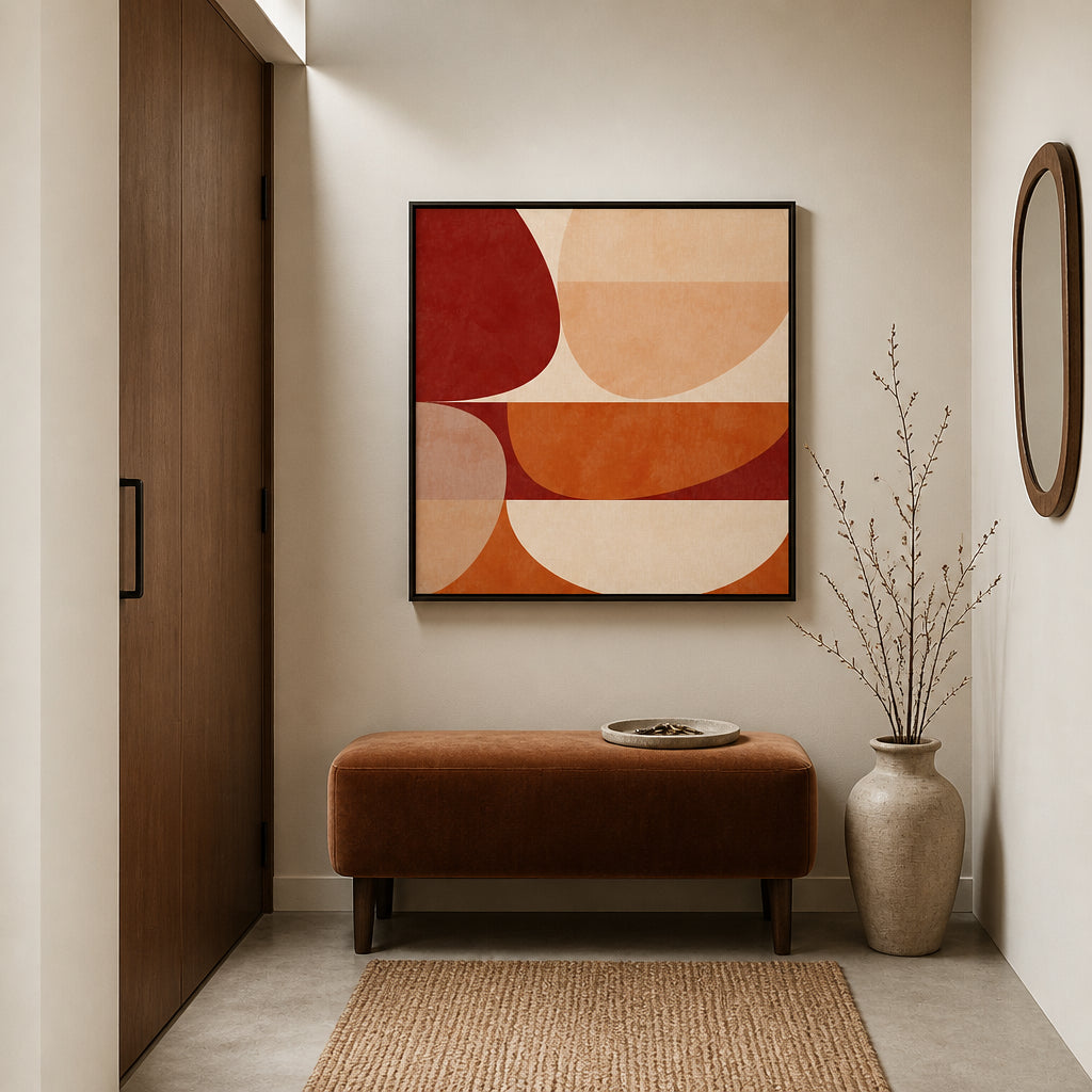 Autumn Mid Century Earthy 2 Art Print shown in a styled room