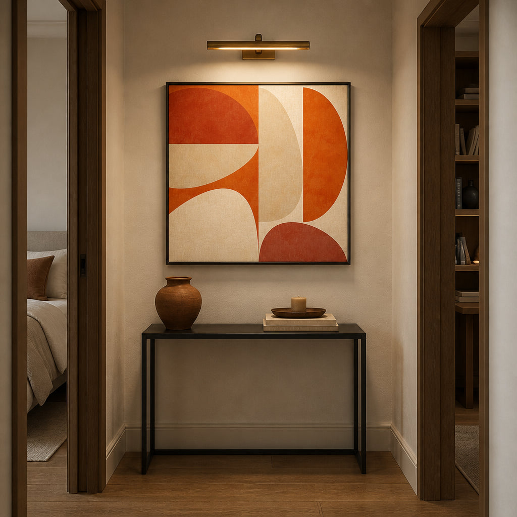 Autumn Mid Century Earthy 4 Art Print shown in a styled room